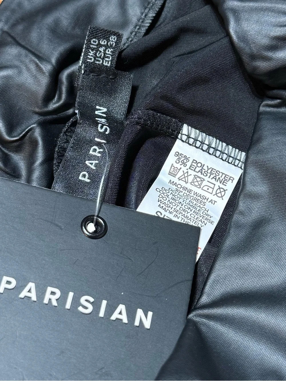 Parisian Black Faux Leather Leggings High Rise Wet Look Pants Size S / US 6